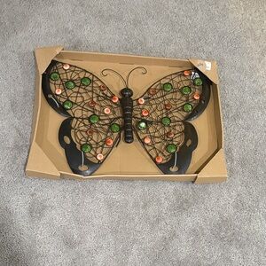 Decorative Butterfly Wall Art with Green and Orange Accents